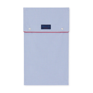 Blue Gingham Check Cotton Nightshirt With Red Piping