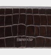 Brown Calf Leather with Red Suede Business Card Holder