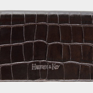 Brown Calf Leather with Red Suede Business Card Holder
