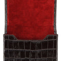 Brown Calf Leather with Red Suede Business Card Holder