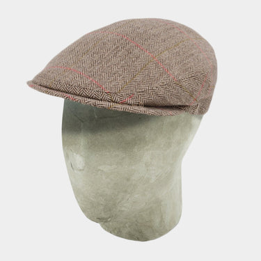 Brown Herringbone Cashmere Flat Cap