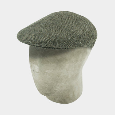Brown Prince of Wales Check Wool Flat Cap