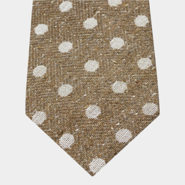 Brown with White Spots Woven Silk & Cotton Tie