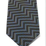 Brown Woven Silk Tie with White Large Chevrons
