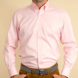 Classic Fit, Button Down Collar, 2 Button Cuff Shirt in a Plain Pink Oxford Cotton