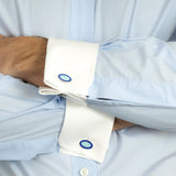 Classic Fit, Classic Collar, Double Cuff Shirt in a Plain Sky Blue End-On-End Cotton