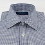 Classic Fit, Classic Collar, Two Button Cuff Shirt in White & Navy Check