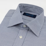 Classic Fit, Classic Collar, Two Button Cuff Shirt in White & Navy Check