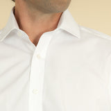 Classic Fit, Cut-away Collar, 2 Button Cuff Shirt in a Plain White Poplin Cotton