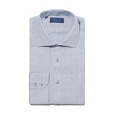 Contemporary Fit, Cut-away Collar, 2 Button Cuff Shirt in a Blue & White Check Twill Cotton