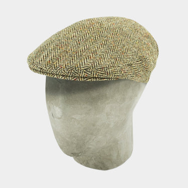 Bates Brand New Cream & Brown Wool Herringbone Flat Cap - Hilditch & Key