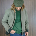 Dark Lovat Moleskin Bomber Jacket