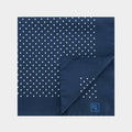 Dark Navy Silk Handkerchief with White Medium Spots