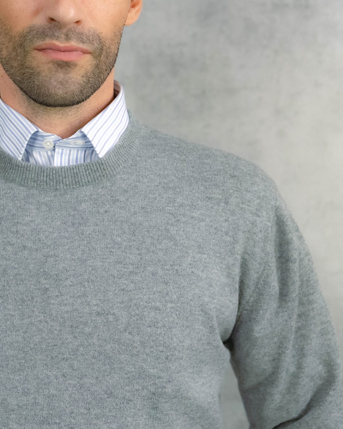 Flannel Grey Crew Neck Cashmere Sweater