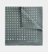 Grey Silk Handkerchief with White Spots