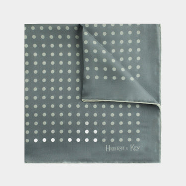 Grey Silk Handkerchief with White Spots