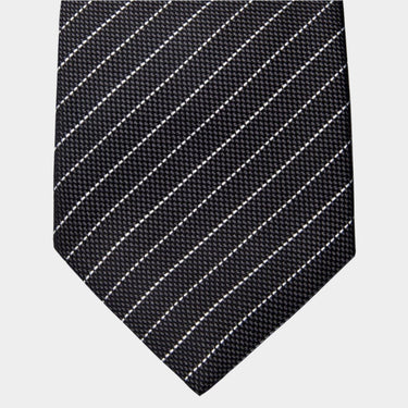 Grey Silk Tie with White Stripes