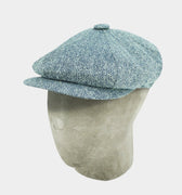 Grey & White Herringbone Silk Gatsby Cap