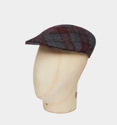 Grey & Wine Check Woollen Roma Cap