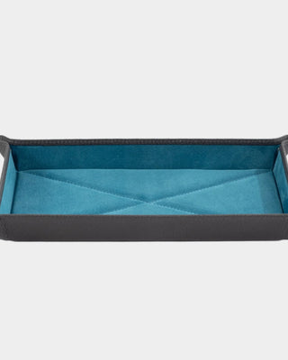 Large Dark Grey With Cobalt Suede Tidy Tray