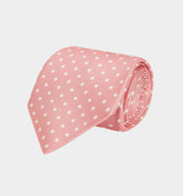 Light Pink with White Spots Printed Silk Tie