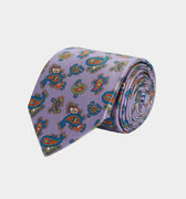 Lilac Small Paisley Printed Silk Tie