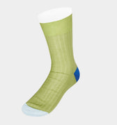 Lime Green Cotton Socks with Contrast Heel & Toe