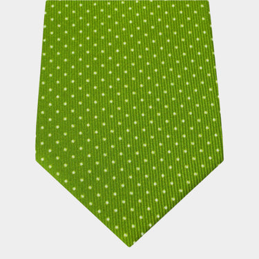 Lime Printed Silk Tie with White Pin Spots