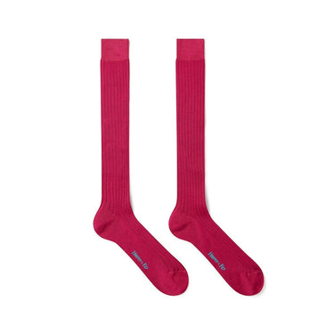Long Plain Cerise Cotton Socks
