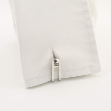 Longmire 18 Carat White Gold Double Stirrup Cufflinks