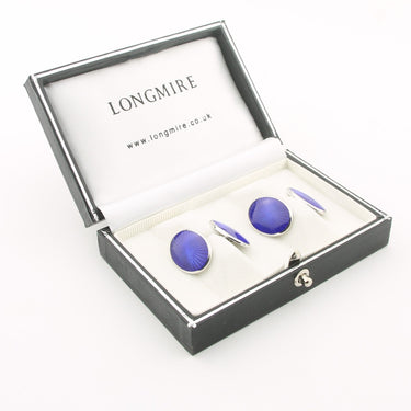 Longmire Sterling Silver Cufflink Starburst Blue Enamel
