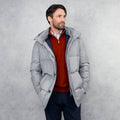 Loro Piana Storm System Wool & Silk Mante Coat In Grey With Navy Lining