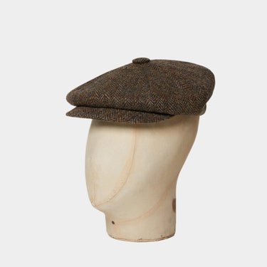 Moss Green Herringbone Gatsby Cap