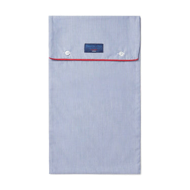 Navy Bengal Stripe Poplin Cotton Pyjamas With Red Piping