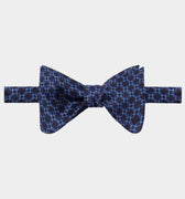 Navy, Blue & Light Blue Chain Links Silk Handmade Bow Tie