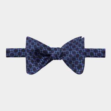 Navy, Blue & Light Blue Chain Links Silk Handmade Bow Tie