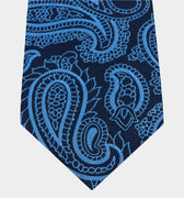 Navy Woven Silk Tie with Blue Paisley