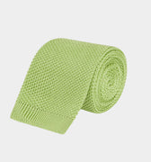 Plain Bright Green Knitted Silk Tie