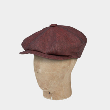Plain Claret Linen Gatsby Cap