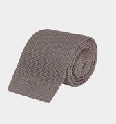 Plain Grey Knitted Silk Tie