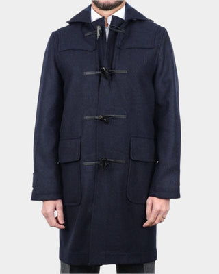 Plain Navy Loro Piana 100% Wool Duffle Coat