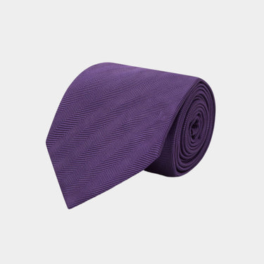 Plain Purple Herringbone Woven Silk Tie