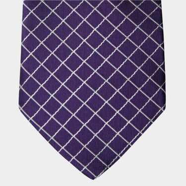 Purple Silk Tie with White Squares