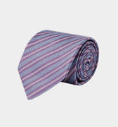Purple Woven Silk Tie With Blue & White Chain Links