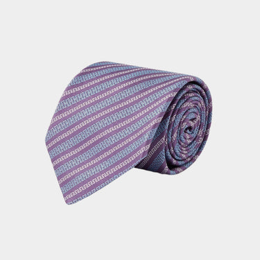Purple Woven Silk Tie With Blue & White Chain Links