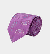 Purple Woven Silk Tie With Blue & White Paisley