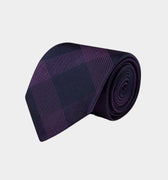 Purple Woven Silk Tie with Large Purple Check