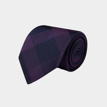 Purple Woven Silk Tie with Large Purple Check