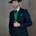 Royal Blue Silk Handkerchief with White Medium Spots