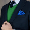 Royal Blue Silk Handkerchief with White Medium Spots